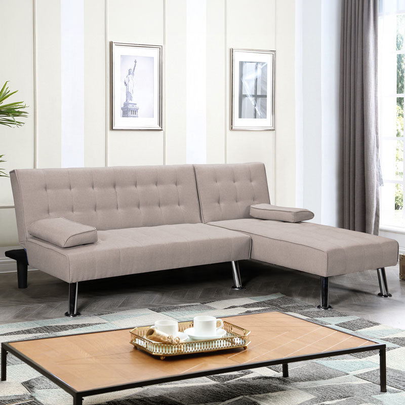 Reversible corner sofa-bed Brisk brown-grey fabric 200x146x75cm