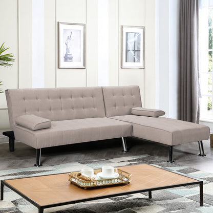 Reversible corner sofa-bed Brisk brown-grey fabric 200x146x75cm