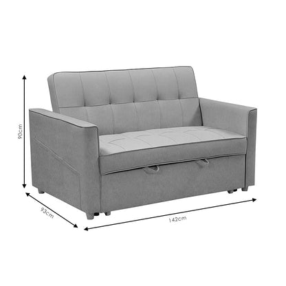 2 seater sofa-bed Commit pakoworld fabric grey 142x93x90 cm