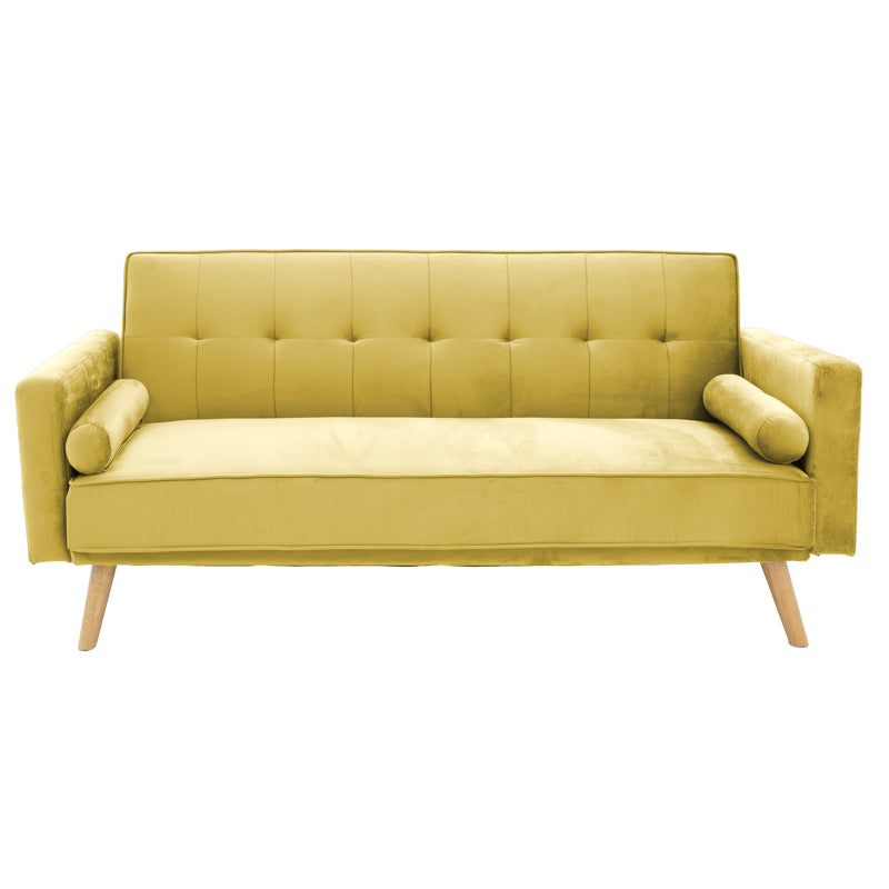 3 seater sofa-bed Success pakoworld yellow velvet 190x80x84cm