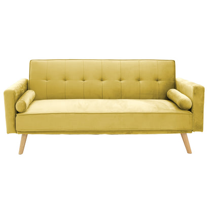 3 seater sofa-bed Success pakoworld yellow velvet 190x80x84cm