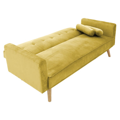 3 seater sofa-bed Success pakoworld yellow velvet 190x80x84cm