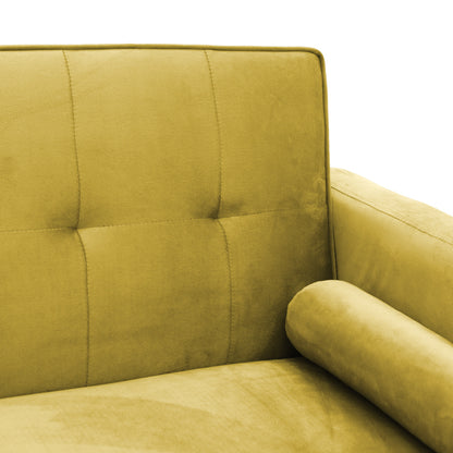 3 seater sofa-bed Success pakoworld yellow velvet 190x80x84cm