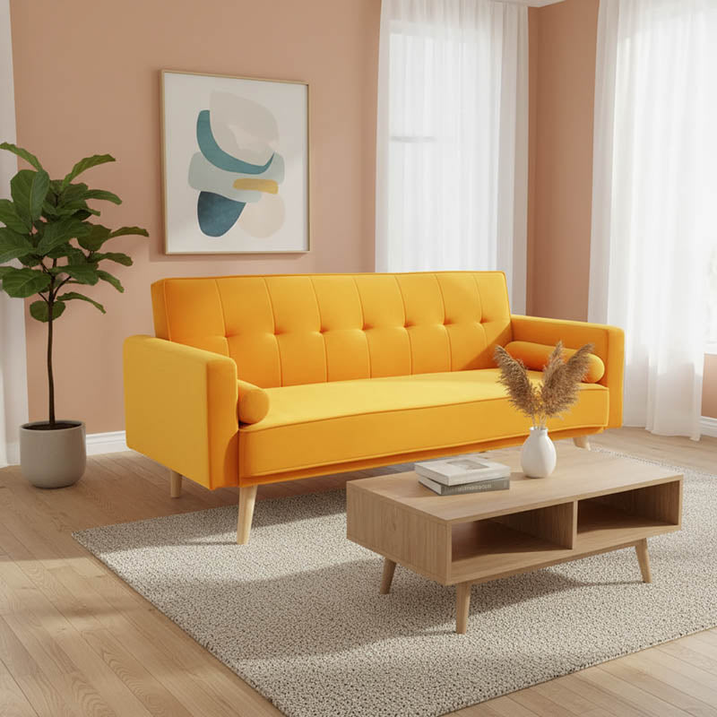 3 seater sofa-bed Success yellow velvet 190x80x84cm