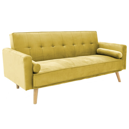 3 seater sofa-bed Success pakoworld yellow velvet 190x80x84cm