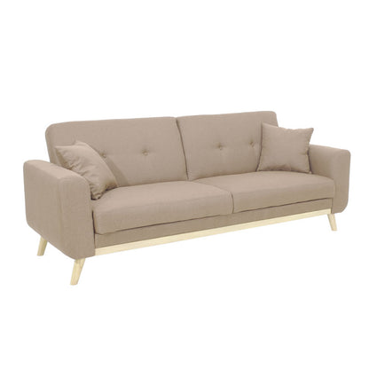 Carmelo sofa bed - beige-brown fabric 214x80x86 cm