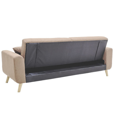 Carmelo sofa bed - beige-brown fabric 214x80x86 cm