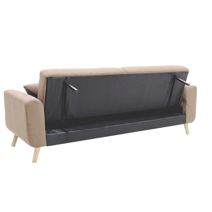 Carmelo sofa bed - beige-brown fabric 214x80x86 cm