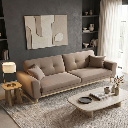 Carmelo sofa bed - beige-brown fabric 214x80x86 cm
