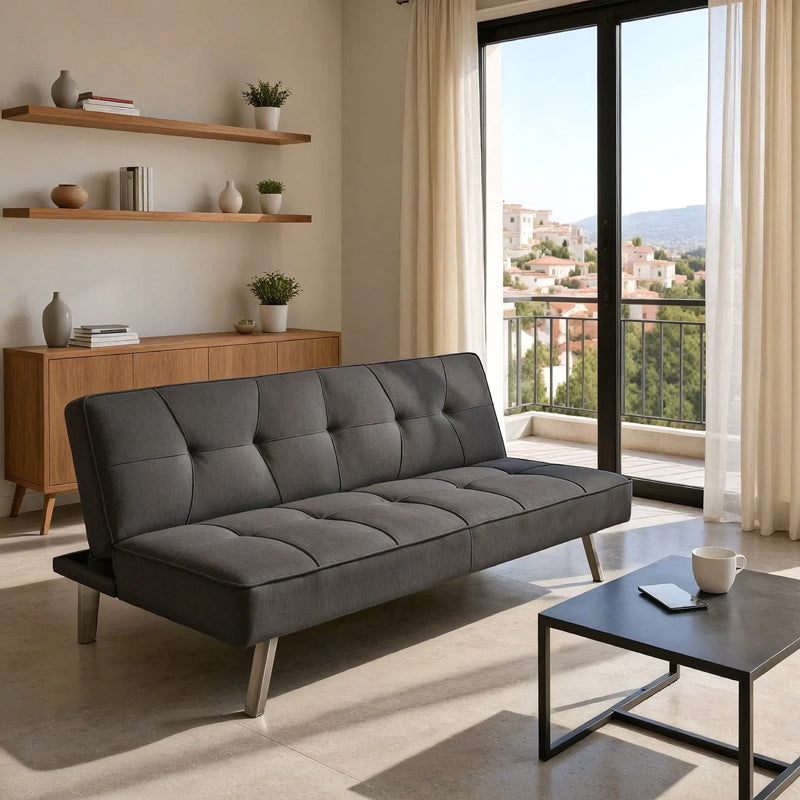 3 seater Sofa-bed Travis pakoworld with fabric in dark grey color 175x83x74cm