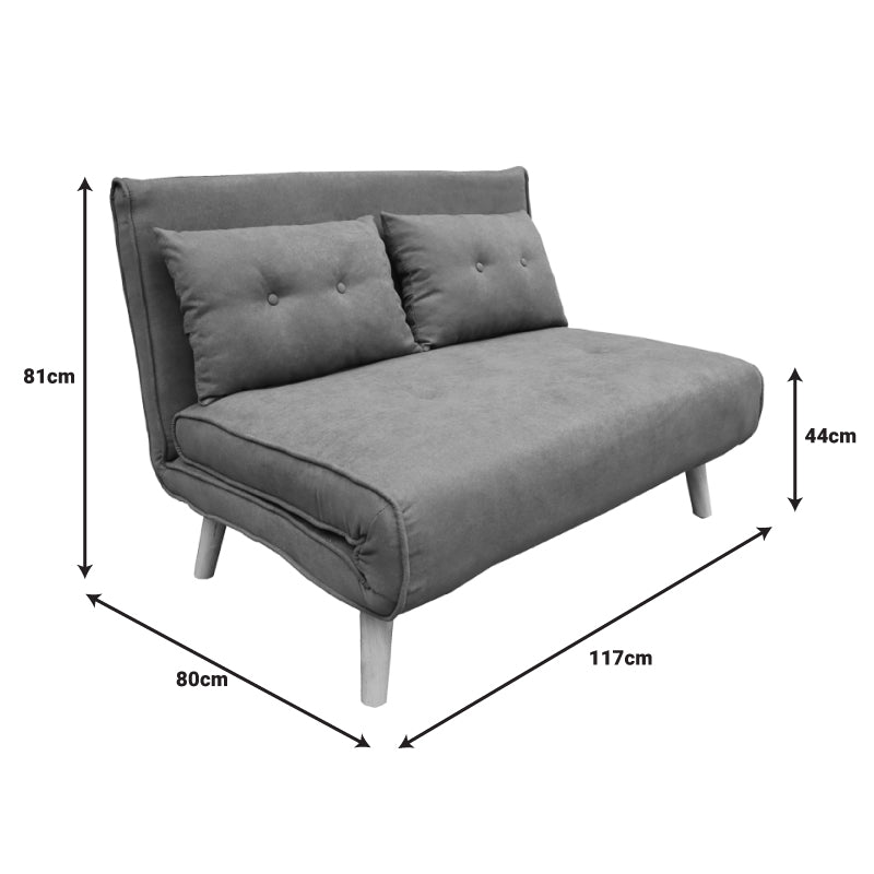 Josuane sofa-bed pakoworld two-seater anthracite fabric and natural wood leg 117x80x81cm