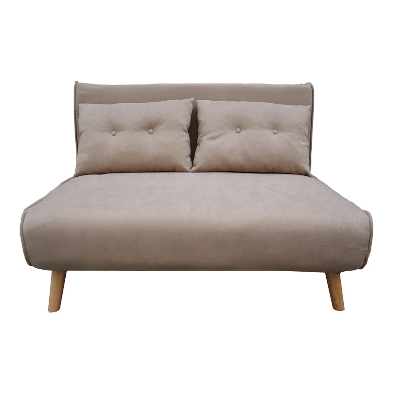 Josuane sofa-bed pakoworld two-seater beige fabric and natural wood leg 117x80x81cm