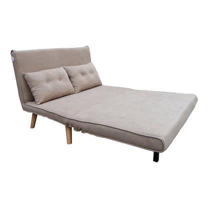 Josuane sofa-bed pakoworld two-seater beige fabric and natural wood leg 117x80x81cm