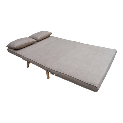 Josuane sofa-bed pakoworld two-seater beige fabric and natural wood leg 117x80x81cm