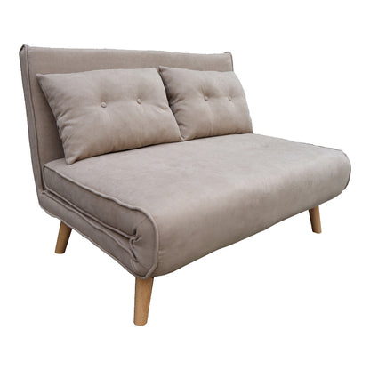 Josuane sofa-bed pakoworld two-seater beige fabric and natural wood leg 117x80x81cm