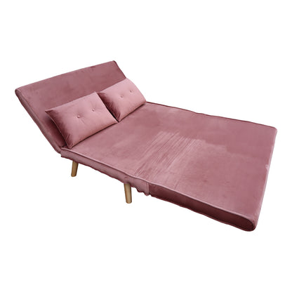 Josuane sofa-bed pakoworld two-seater rotten apple velvet and wooden leg in natural shade 117x80x81cm