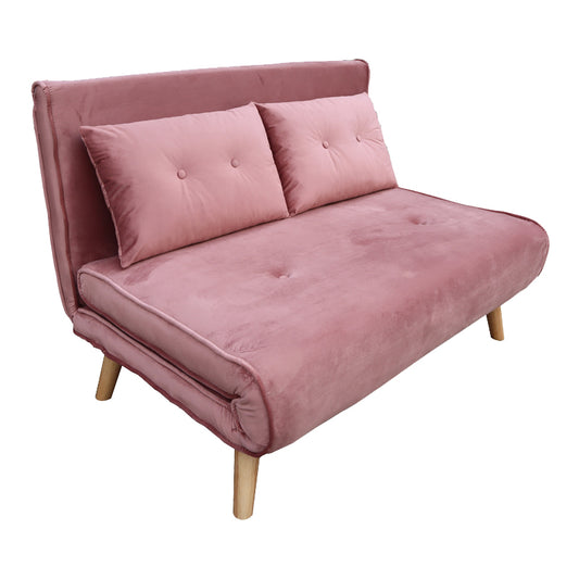 Josuane sofa-bed pakoworld two-seater rotten apple velvet and wooden leg in natural shade 117x80x81cm