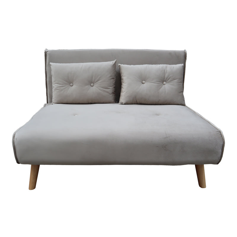 Josuane sofa-bed pakoworld two-seater gray velvet and natural wood leg 117x80x81cm