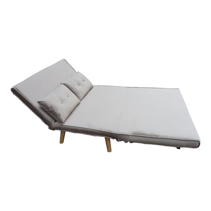 Josuane sofa-bed pakoworld two-seater gray velvet and natural wood leg 117x80x81cm