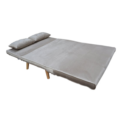 Josuane sofa-bed pakoworld two-seater gray velvet and natural wood leg 117x80x81cm