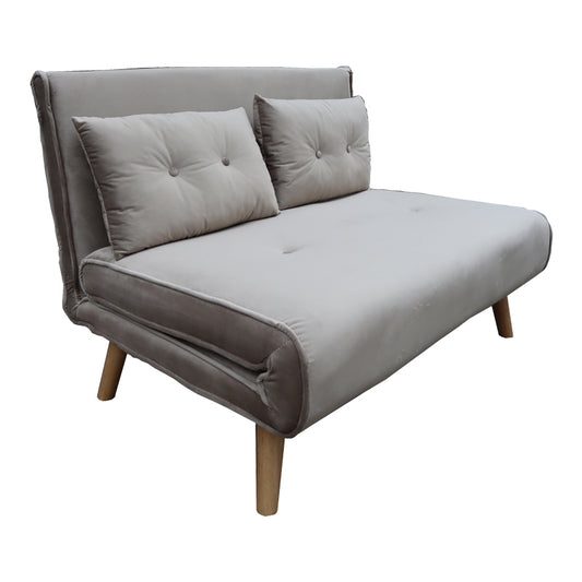 Josuane sofa-bed pakoworld two-seater gray velvet and natural wood leg 117x80x81cm