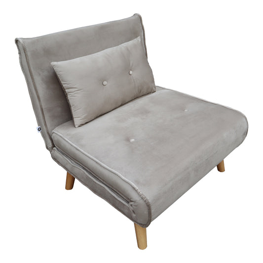 Josuane sofa-bed pakoworld gray velvet and natural wood leg 77x80x81cm