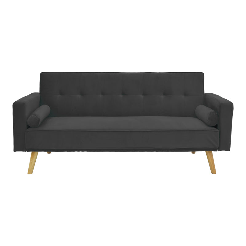 Sofa-bed Success pakoworld 3-seater velvet fabric in anthracite shade 190x80x84cm