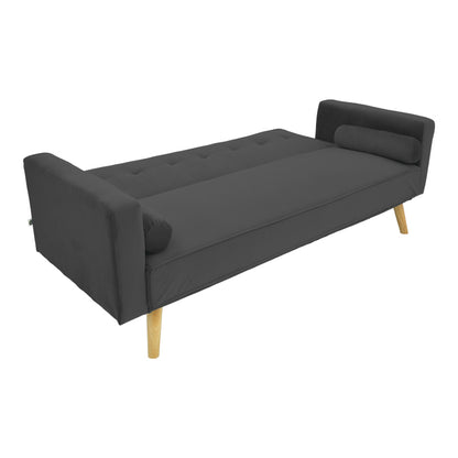 Sofa-bed Success pakoworld 3-seater velvet fabric in anthracite shade 190x80x84cm