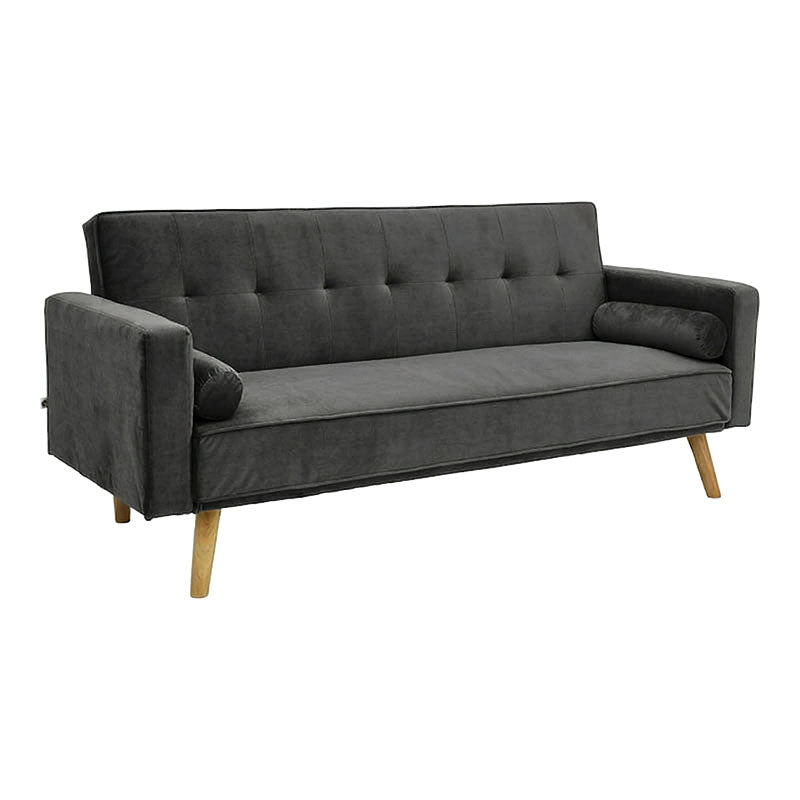 Sofa-bed Success pakoworld 3-seater velvet in anthracite shade 190x80x84cm