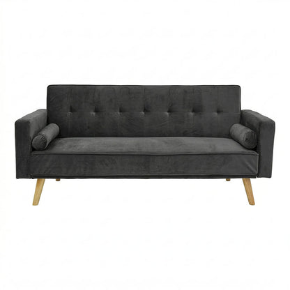 Sofa-bed Success pakoworld 3-seater velvet in anthracite shade 190x80x84cm