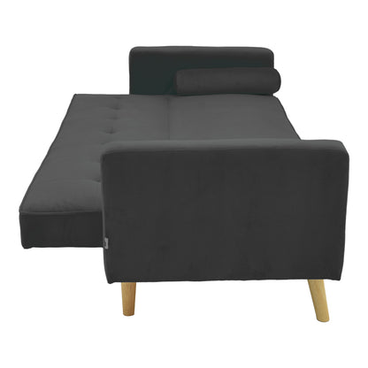 Sofa-bed Success pakoworld 3-seater velvet fabric in anthracite shade 190x80x84cm