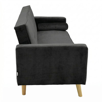 Sofa-bed Success pakoworld 3-seater velvet in anthracite shade 190x80x84cm