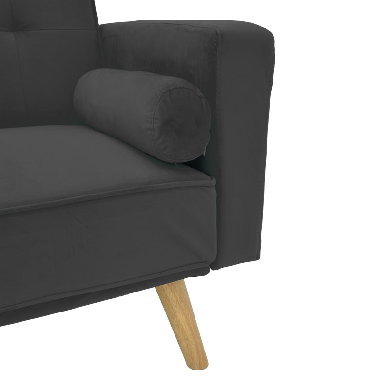 Sofa-bed Success pakoworld 3-seater velvet fabric in anthracite shade 190x80x84cm