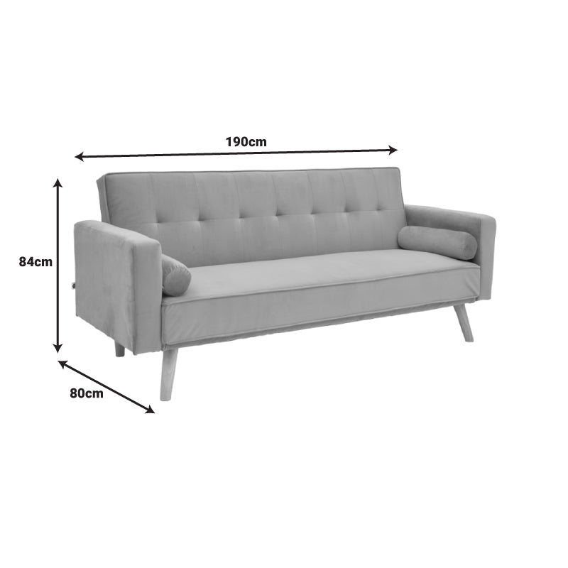 Sofa-bed Success pakoworld 3-seater velvet in anthracite shade 190x80x84cm