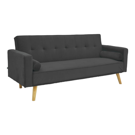 Sofa-bed Success pakoworld 3-seater velvet fabric in anthracite shade 190x80x84cm