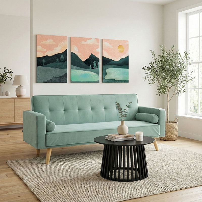 Sofa-bed Success pakoworld 3-seater velvet in mint shade 190x80x84cm
