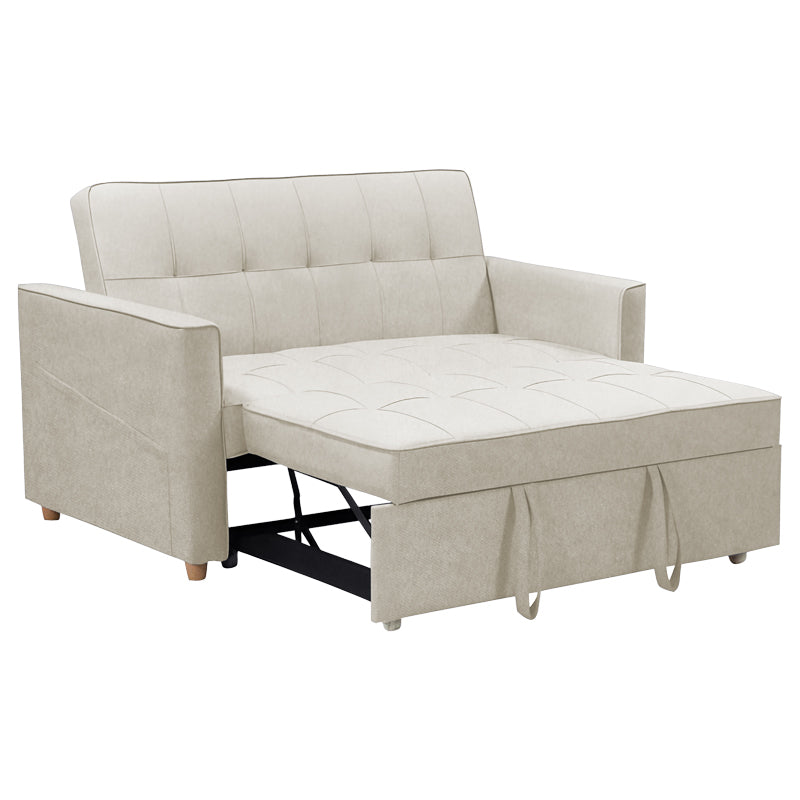 2 seater sofa-bed Commit pakoworld fabric in beige-grey color 142x93x90 cm