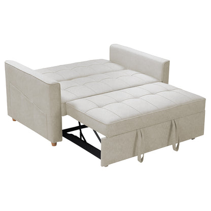 2 seater sofa-bed Commit pakoworld fabric in beige-grey color 142x93x90 cm