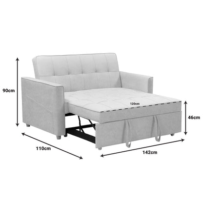 2 seater sofa-bed Commit fabric in beige-grey color 142x93x90 cm