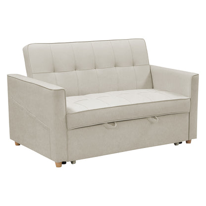 2 seater sofa-bed Commit pakoworld fabric in beige-grey color 142x93x90 cm