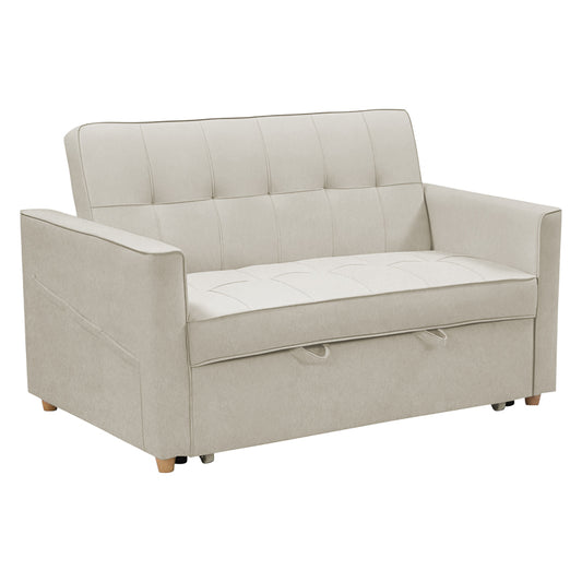 2 seater sofa-bed Commit pakoworld fabric in beige-grey color 142x93x90 cm