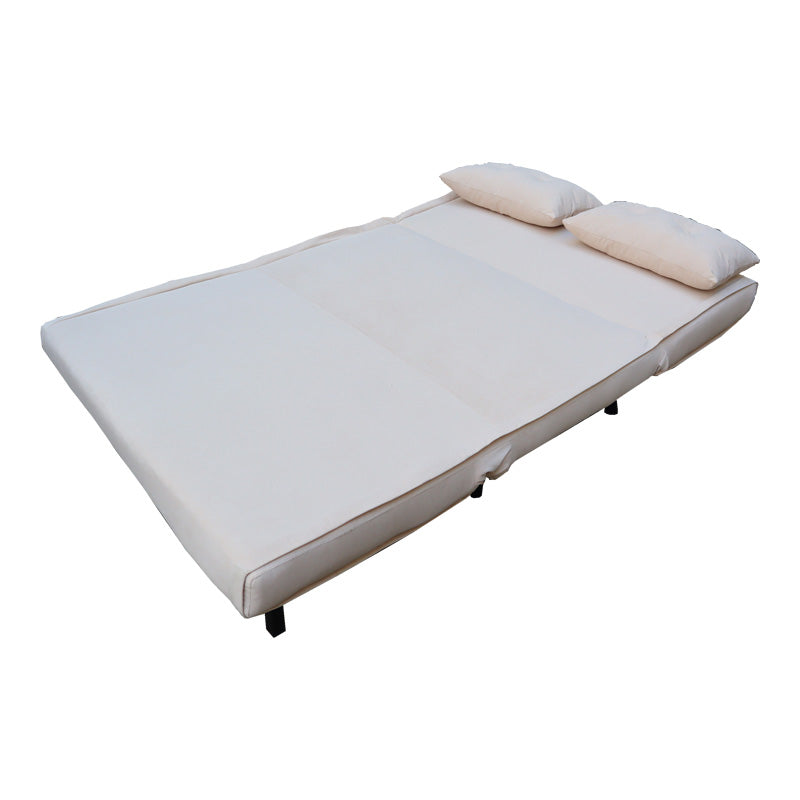 Sofa-bed Josuane pakoworld two-seater cream velvet- black wooden leg 122x80x81cm