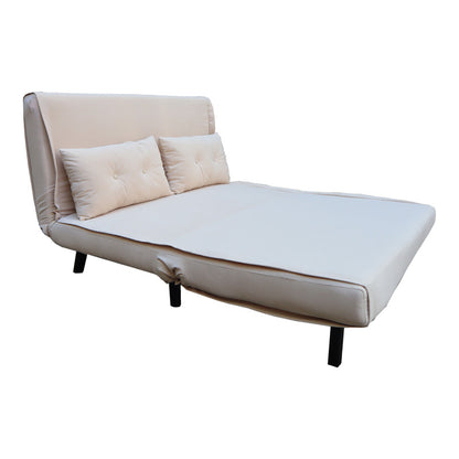 Sofa-bed Josuane pakoworld two-seater cream velvet- black wooden leg 122x80x81cm