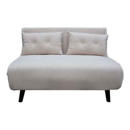 Sofa-bed Josuane pakoworld two-seater cream velvet- black wooden leg 122x80x81cm