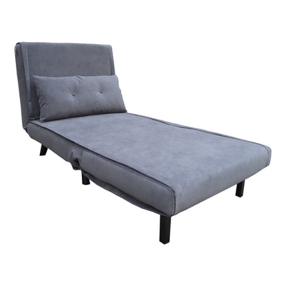 Armchair-bed Josuane I pakoworld anthracite velvet and wooden leg in black shade 78x80x81cm