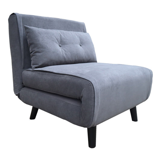 Armchair-bed Josuane I anthracite velvet and wooden leg in black shade 78x80x81cm