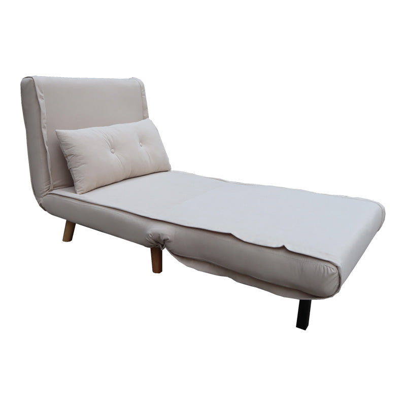 Armchair-bed Josuane I pakoworld cream velvet and wooden leg in natural shade 78x80x81cm