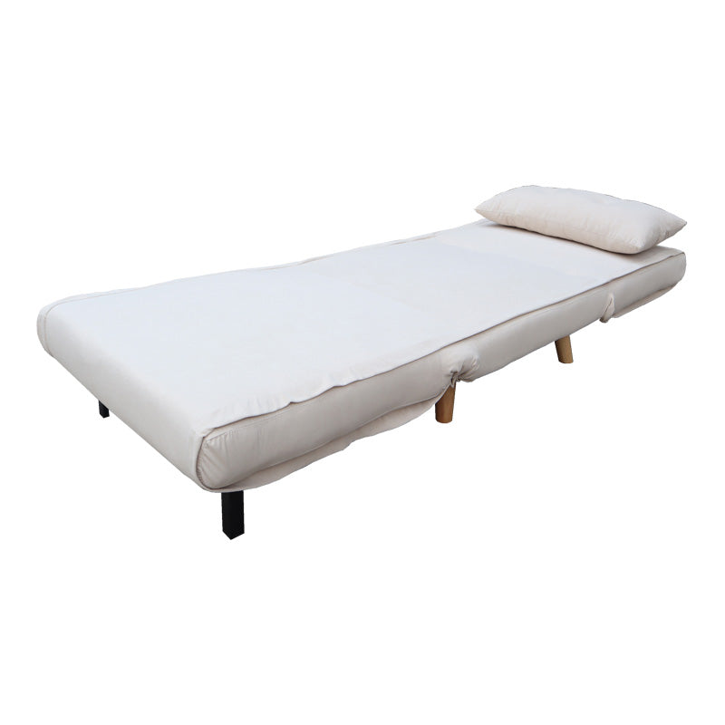 Armchair-bed Josuane I pakoworld cream velvet and wooden leg in natural shade 78x80x81cm