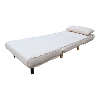 Armchair-bed Josuane I pakoworld cream velvet and wooden leg in natural shade 78x80x81cm