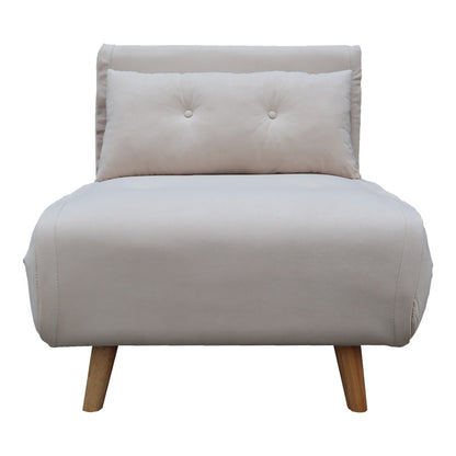 Armchair-bed Josuane I pakoworld cream velvet and wooden leg in natural shade 78x80x81cm